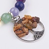 Chakra Jewelry Natural Gemstone Beads and Tiger Eye Charm Bracelet BJEW-JB03608-05-2