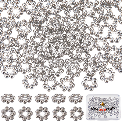 Beebeecraft 100Pcs 304 Stainless Steel Spacer Beads STAS-BBC0004-34B-1