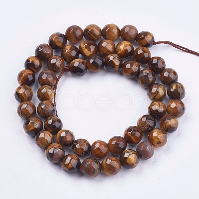 Natural Tiger Eye Round Bead Strands G-R203-8mm-1