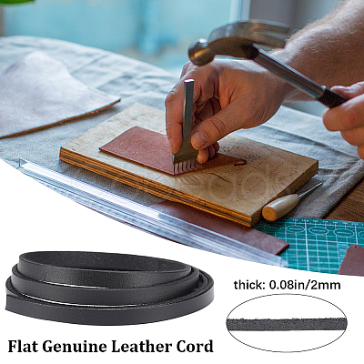 Gorgecraft 3Pcs Flat Leather Jewelry Cord WL-GF0001-16D-02-1