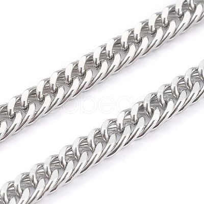 Non-Tarnish 304 Stainless Steel Diamond Cut Cuban Link Chain Necklaces NJEW-JN03368-02-1