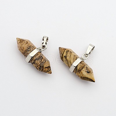 Natural Picture Jasper Double Terminated Pointed Pendants G-F177-12-1