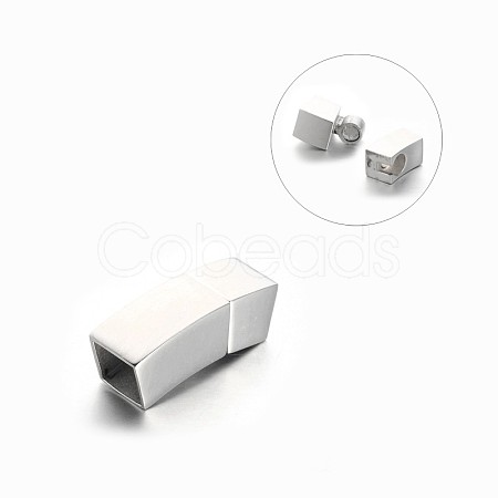 Rectangle 304 Stainless Steel Magnetic Clasps with Glue-in Ends STAS-M195-20-1
