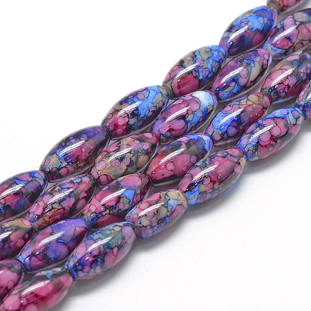 Baking Painted Glass Beads Strands DGLA-S115-22x10mm-S60-1