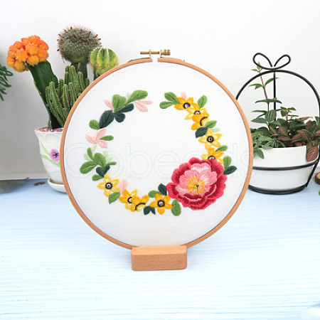 Flower Pattern DIY Embroidery Kit DIY-P077-116-1