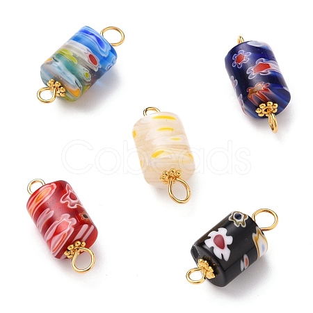 Handmade Millefiori Glass Beads Links PALLOY-JF00551-1
