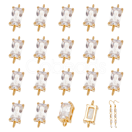 BENECREAT 20Pcs Long-Lasting Plated Brass Clear Cubic Zirconia Connector Charms KK-BC0010-29-1