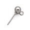 Non-Tarnish 304 Stainless Steel Ear Stud Findings, with Loop, Stainless Steel Color, 16mm, Hole: 2mm, Pin: 0.6mm