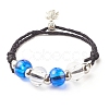 Glass Round Beaded Bracelet with Alloy Sea Turtle BJEW-JB07847-1