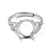 Adjustable 925 Sterling Silver Ring Components STER-K179-06P-2