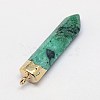 Natural Dyed Crystal Pencil Pointed Pendants G-L044-05-3