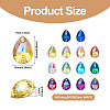 Pandahall 72pcs 12 colors Teardrop Shape Sew on Rhinestone GLAA-TA0001-45-12