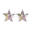 Brass Micro Pave Colorful Cubic Zirconia Shank Buttons KK-H738-07P-1