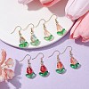 Tulip Flower Lampwork Dangle Earrings EJEW-JE05526-4