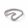 201 Stainless Steel Wave Finger Ring for Women RJEW-J051-04P-2