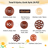 AHADERMAKER 160pcs 8 style Natural Wooden Buttons BUTT-GA0001-06-2