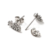 Heart with Crown 304 Stainless Steel Rhinestone Stud Earrings EJEW-A081-16P-01-2