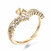 Brass Micro Pave Clear Cubic Zirconia Peg Bails Cuff Finger Ring Settings KK-T056-115G-NF-4