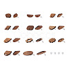 Fashewelry 22Pairs 11 Style Walnut Wood Stud Earring Findings MAK-FW0001-01-19