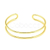Rack Plating Brass Double Lines Cuff Bangles for Women BJEW-M304-01G-2