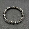 Round Natural Labradorite Beaded Stretch Bracelets for Women Men MY8494-3-1