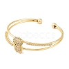 Brass Micro Pave Clear Cubic Zirconia Open Cuff Bangles for Women BJEW-S147-10G-B-2