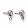 Non-Tarnish 304 Stainless Steel Ball Stud Earring Post STAS-Z035-01B-P-2