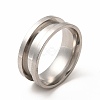 201 Stainless Steel Grooved Finger Ring Settings STAS-P323-13P-1