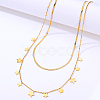 Stainless Steel Cable & Herringbone Chains Double Layer Necklaces SB7965-2