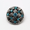 Vintage Flat Round Antique Silver Zinc Alloy Grade A Rhinestone Jewelry Snap Buttons SNAP-O019-11-NR-1
