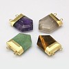 Gemstone Point Pendants with Golden Tone Brass Findings G-P053-G32-3