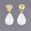 Shell Pearl Bead Dangle Earrings Studs EJEW-JE03071-01-2