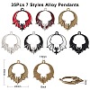 35Pcs 7 Styles Alloy Pendants PALLOY-CJ0002-46-2