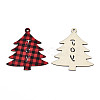 Christmas Theme Single-Sided Printed Wood Big Pendants WOOD-N005-59-2