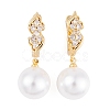 Rack Plating Brass Clear Cubic Zirconia ABS Pearl Earrings EJEW-S219-15G-10-1