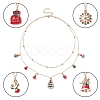 Alloy Satellite Chains Double Layer Necklace with Alloy Christmas Tree & Deer & Snowflake Charms NJEW-JN04327-1