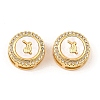 Brass Micro Pave Clear Cubic Zirconia Slide Charms KK-K342-09G-01-1