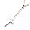 Synthetic Hematite & Glass Rosary Bead Necklaces for Women NJEW-JN03992-4