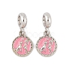 Rack Plating Alloy Pink Enamel European Dangle Charms FIND-C055-15P-1