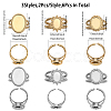 CHGCRAFT 6Pcs 6 Style Sun & Oval 304 Stainless Steel Open Cuff Ring Settings RJEW-CA0001-09-2