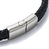 Men's Braided Black PU Leather Cord Bracelets BJEW-K243-56AS-3