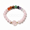 Moon and Star Natural Rose Quartz & Mixed Gemstone Beaded Bracelets for Women G-G997-B05-2