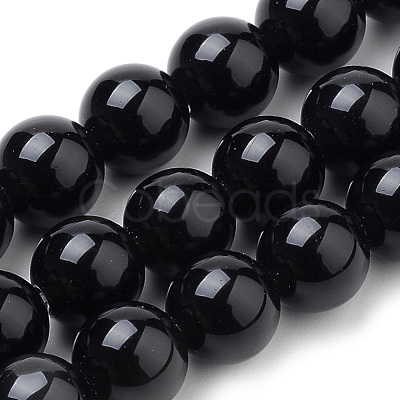 Natural Black Onyx Beads Strands G-S259-19-6mm-1