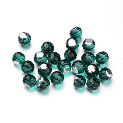 Faceted Round Glass Cabochons X-GGLA-L008B-M-1