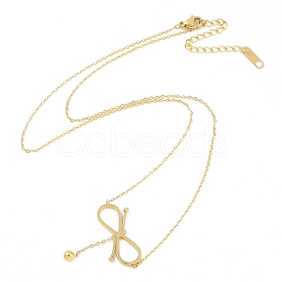 Ion Plating(IP) 304 Stainless Steel Bowknot Pendant Necklaces for Women NJEW-K276-28G-1