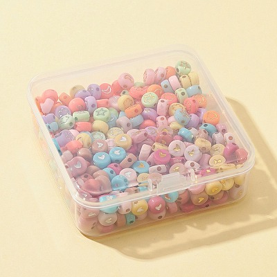 40G 4 Style Opaque Acrylic Beads SACR-FS0001-09-1