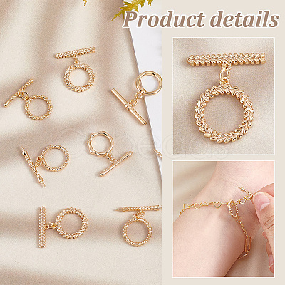 PandaHall Elite 12Pcs 6 Styles Brass Toggle Clasps KK-PH0006-45-1