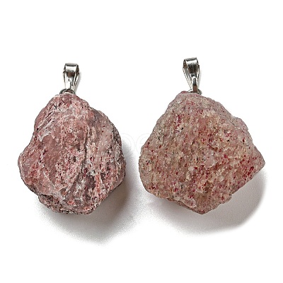 Raw Rough Natural Strawberry Quartz Pendants G-M405-02P-06-1