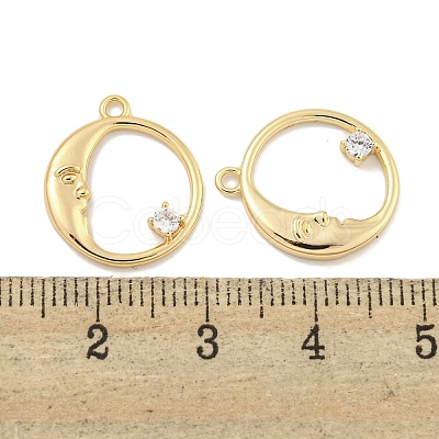 Brass Micro Pave Clear Cubic Zirconia Pendants KK-S386-35G-1