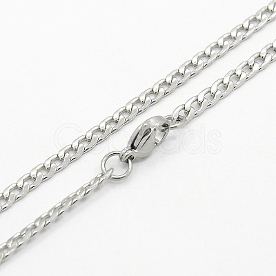 Non-Tarnish 304 Stainless Steel Curb Chain Necklaces STAS-O037-95P-1